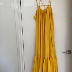 Elegant Yellow Backless Dress